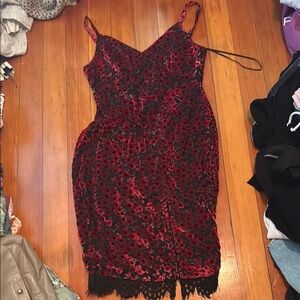 Lulu's Red and Black Lace Dress